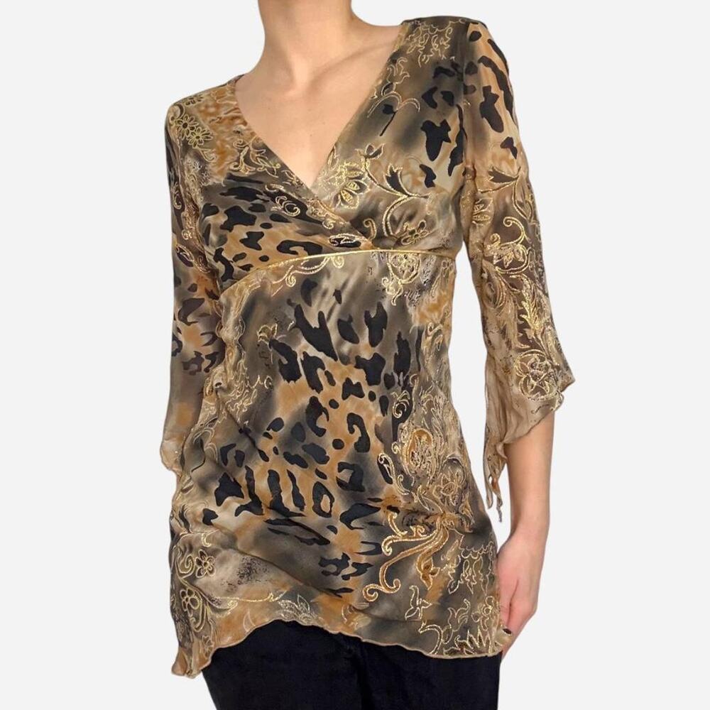 Babydoll leopard animal print y2k blouse - fits like small from Fenomenon